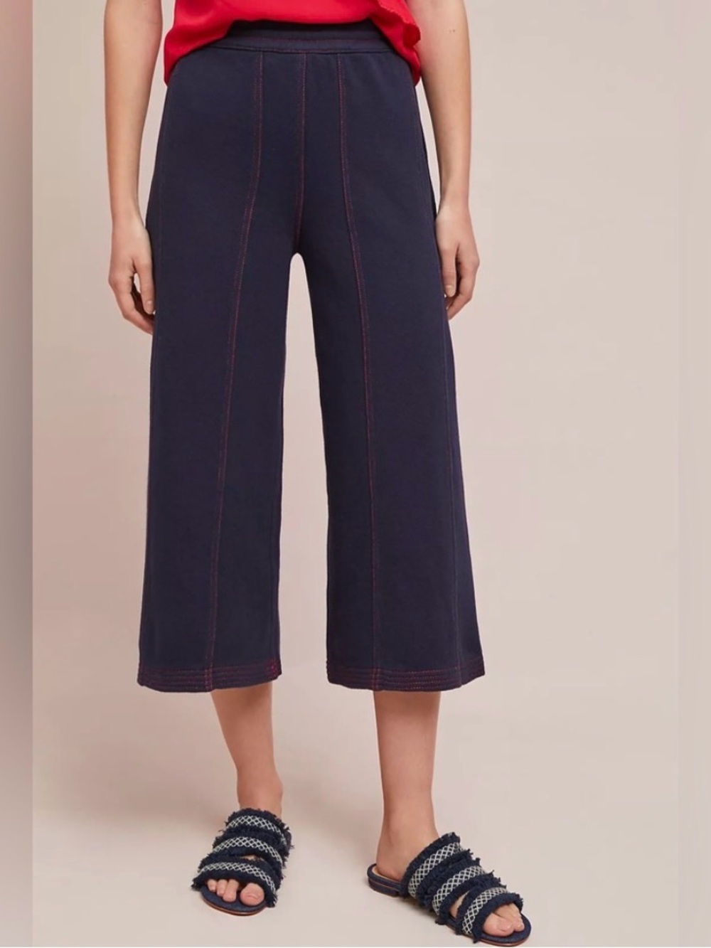 Anthropologie Saturday Sunday Muse Terry Wide-Leg Cropped Pants